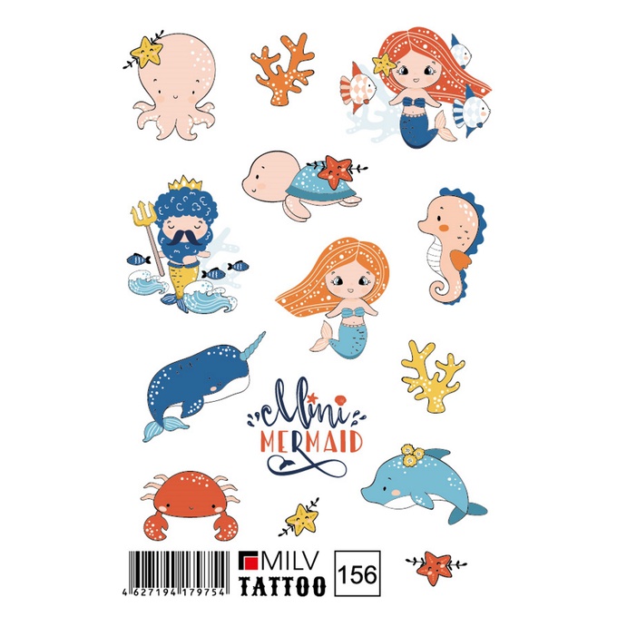 Татуировка Milv переводная для тела 156 Русалочка