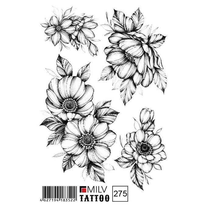 Татуировка Milv переводная для тела 275 Цветы