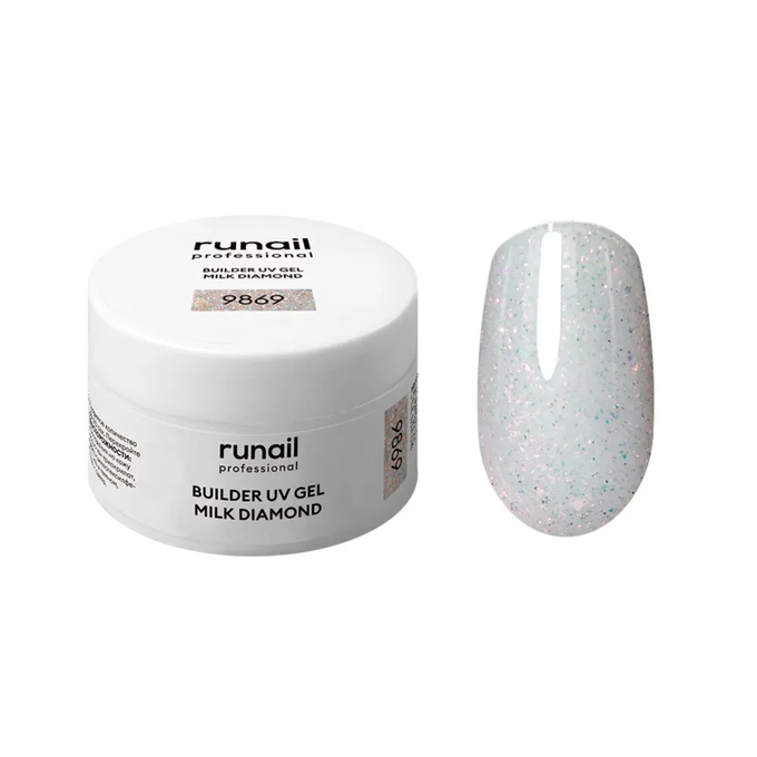 Гель RuNail Builder UV Gel Milk Diamond светоотражающий 9869 15 г