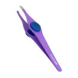 Пинцет Silver Star AT 9102 косой с отверстиями силиконовая вставка