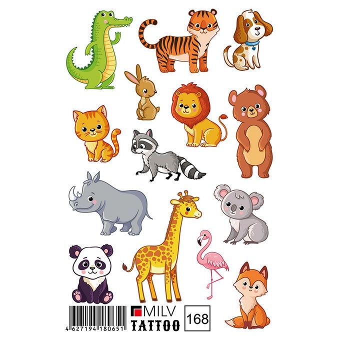 Татуировка Milv переводная для тела 168 Зверята
