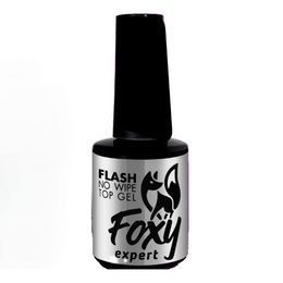 Топ Foxy No wipe top gel Flash верхнее покрытие без липкого слоя светоотражающий 10 мл