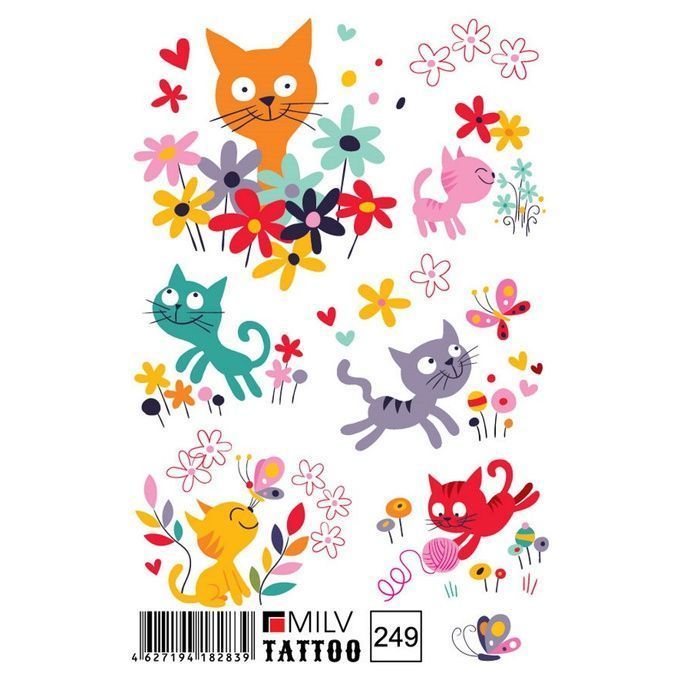 Татуировка Milv переводная для тела 249 Три Кота
