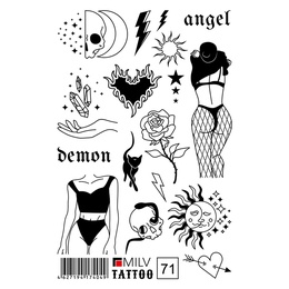 Татуировка Milv переводная для тела 071 Angel Demon