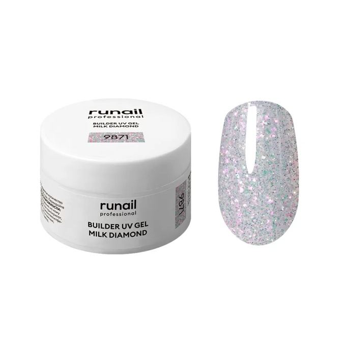 Гель RuNail Builder UV Gel Milk Diamond светоотражающий 9871 15 г