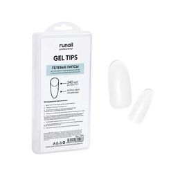 Типсы RuNail гелевые для наращивания прозрачные Овал 240 шт