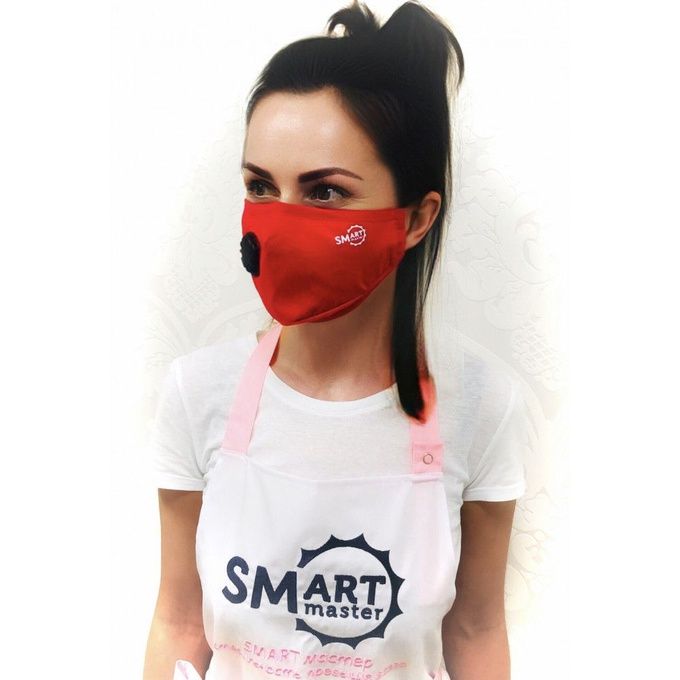 Маска Smart master с угольным фильтром красная