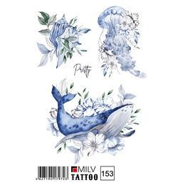 Татуировка Milv переводная для тела 153 Синий кит