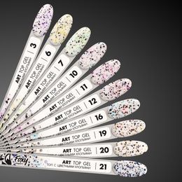 Топ Foxy No wipe top gel Art верхнее покрытие без липкого слоя с хлопьями 11 8 мл ЛИКВИДАЦИЯ