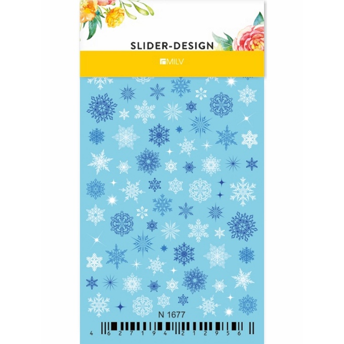 Слайдер-дизайн Milv водный N 1677 Снежинки бело-голубые