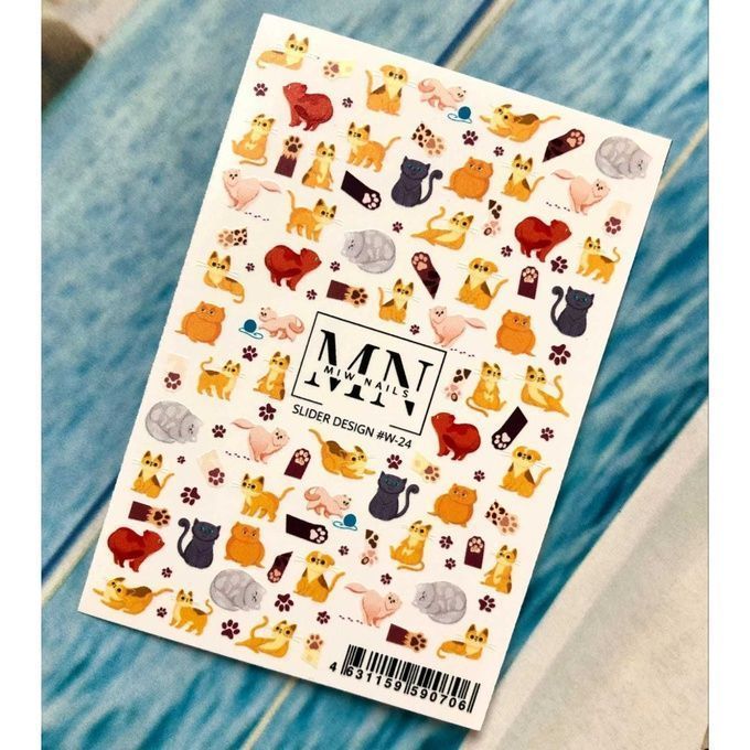 Слайдер-дизайн Miw Nails W-024 Котики