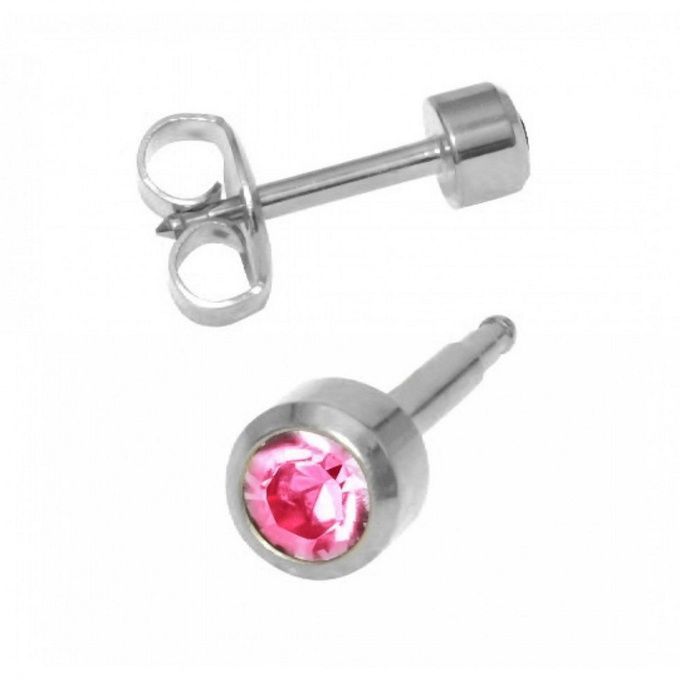 Серьги Studex камень Турмалин завальцованный средние без покрытия