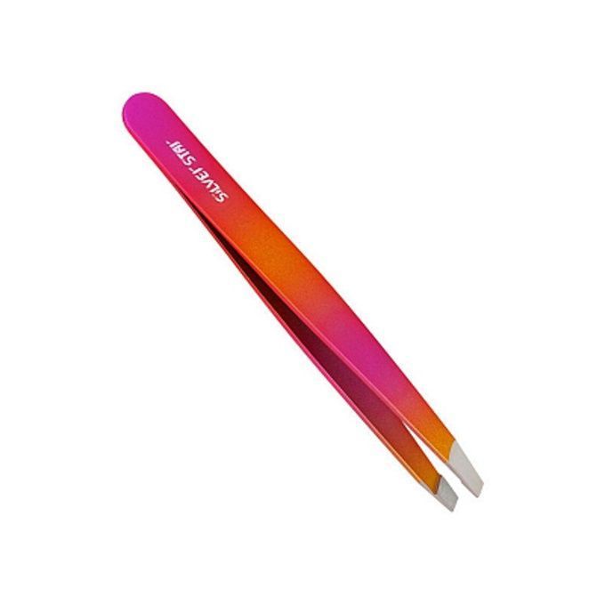 Пинцет Silver Star AT 9936 косой цветной покрытие софт-тач