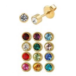 Набор серег Studex Гороскоп 12 цветов в одной упаковке завальцованный средние c позолотой 12 шт