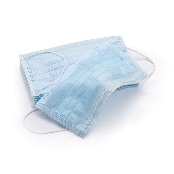 Маски Бриз 3-х слойные на резинке голубые 10 шт