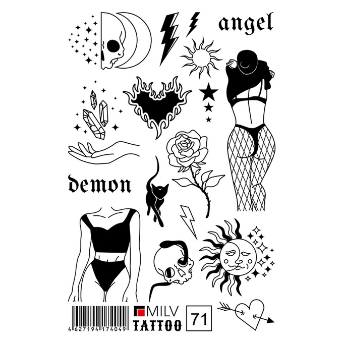 Татуировка Milv переводная для тела 071 Angel Demon