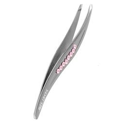 Пинцет Silver Star AT 9917 косой изогнутый со стразами