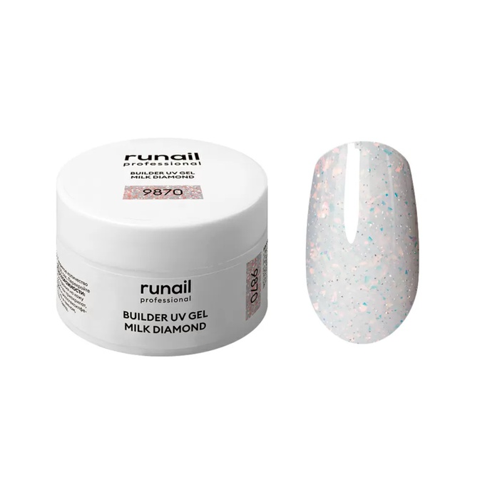 Гель RuNail Builder UV Gel Milk Diamond светоотражающий 9870 15 г