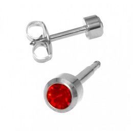 Серьги Studex камень Гранат завальцованный средние без покрытия