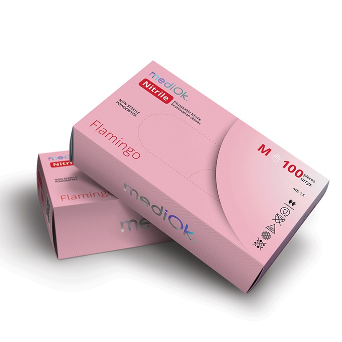 Перчатки Mediok Flamingo нитриловые розовые 4,0 г S 50 пар