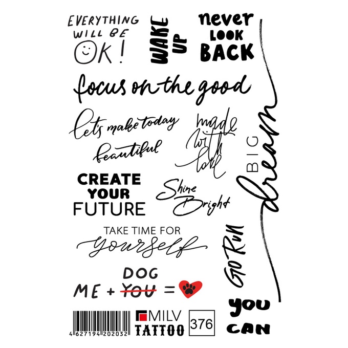 Татуировка Milv переводная для тела 376 Надписи