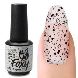 Топ Foxy No wipe top gel velvet flakes верхнее покрытие матовое без липкого слоя с хлопьями #4 10 мл