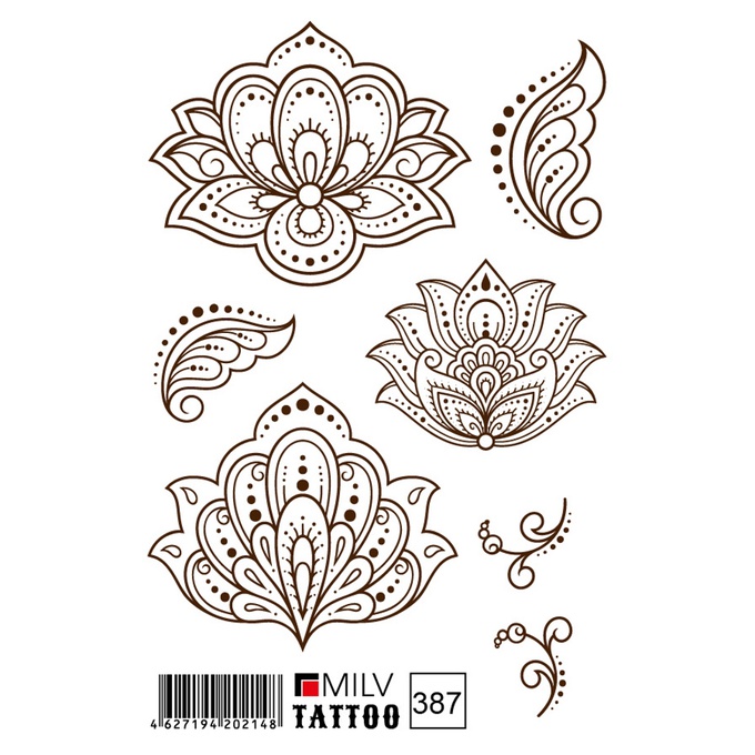 Татуировка Milv переводная для тела 387 Мандала