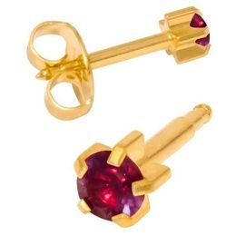 Серьги Studex камень Аметист в крапане большие с позолотой