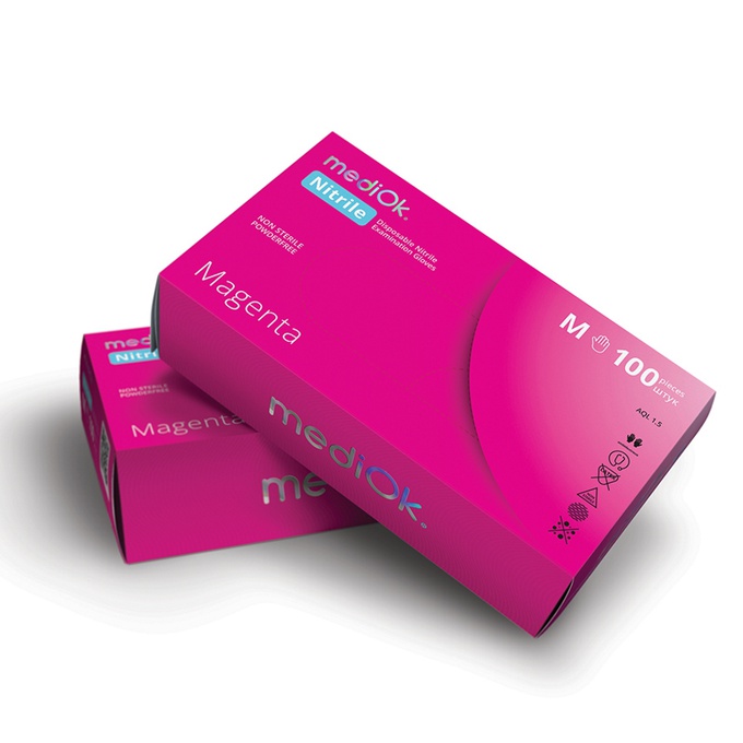 Перчатки Mediok Magenta нитриловые розовые 3,5 г S 50 пар