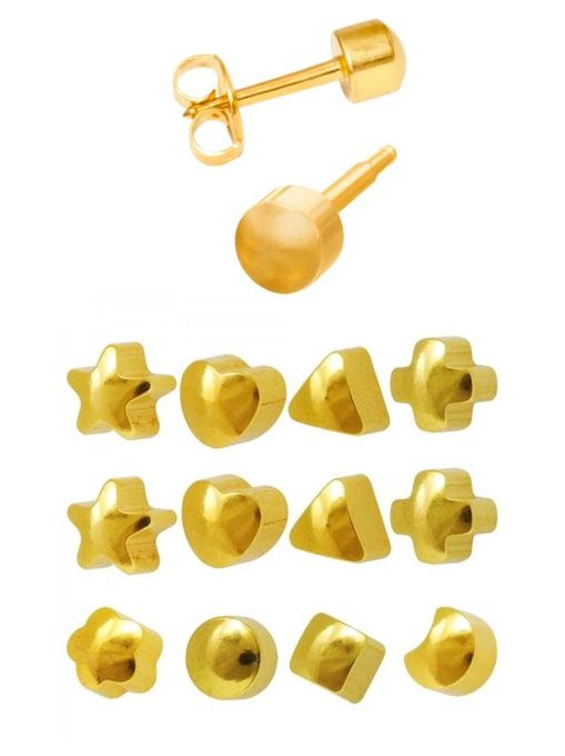 Набор серег Studex Формы разные в одной упаковке без вставки средние с позолотой 12 шт