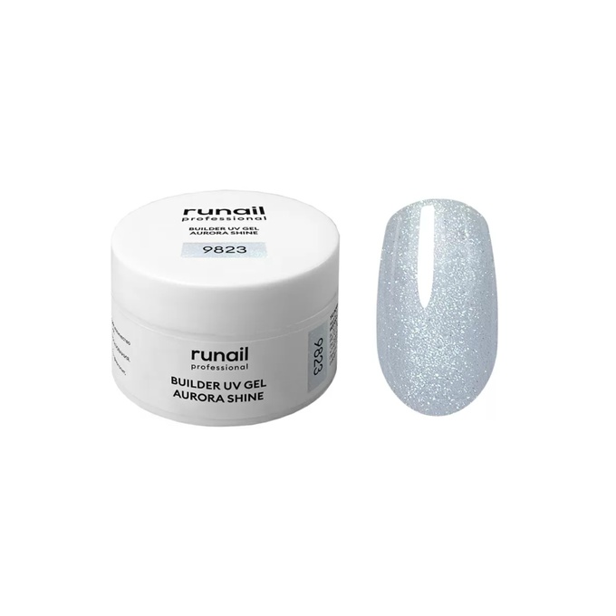 Гель RuNail Builder UV Gel Aurora Shine с шиммером 9823 15 г
