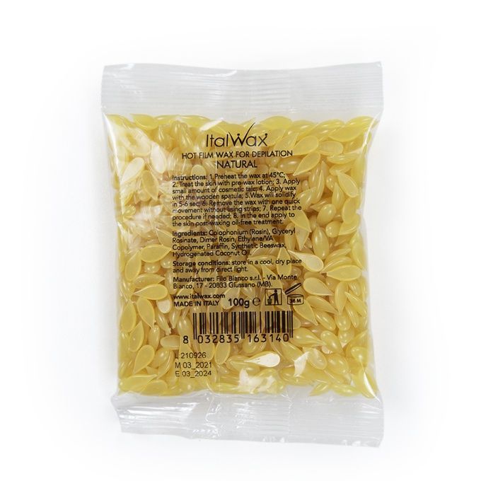 Воск Italwax горячий пленочный Натуральный Natural гранулы 100 г