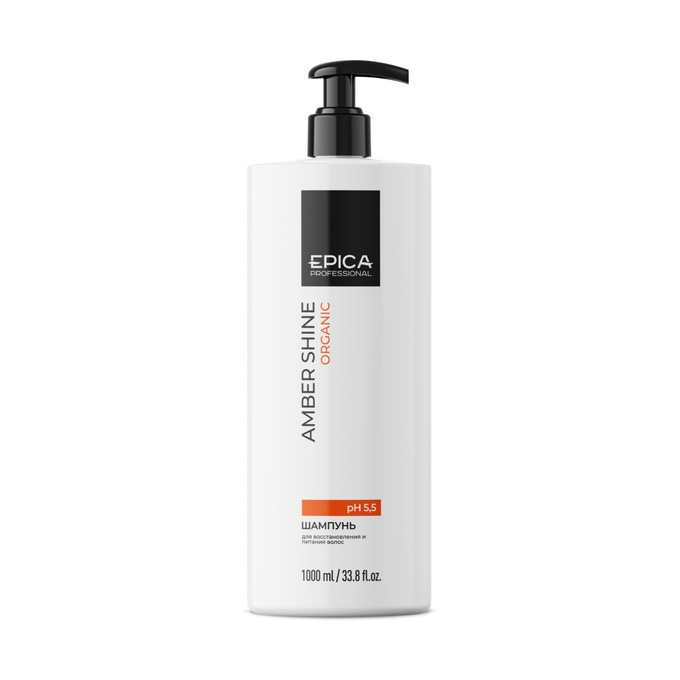 Шампунь Epica Professional Amber Shine Organic для восстановления и питания волос 1000 мл