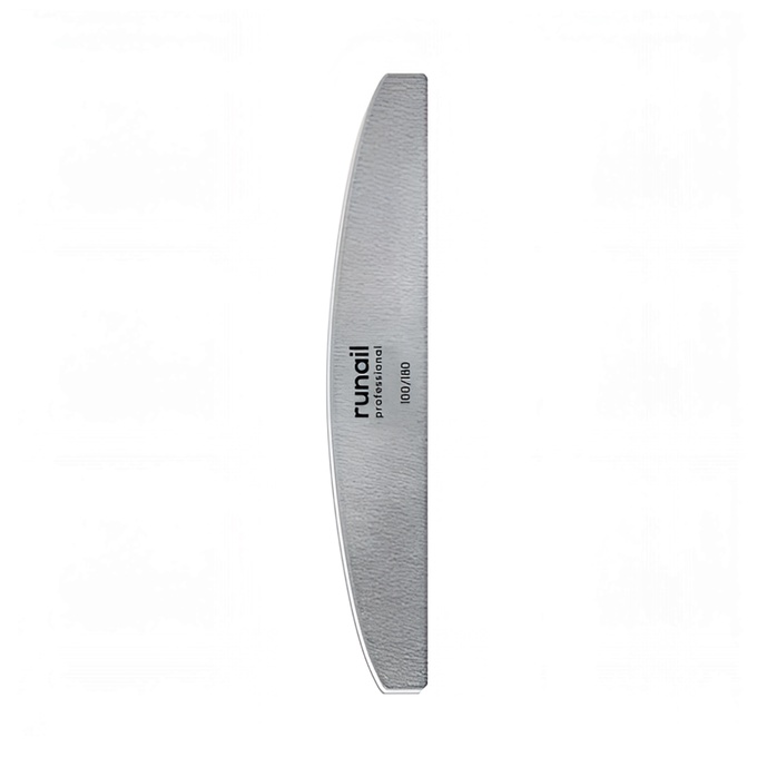 Пилка RuNail Expert для искусственных ногтей серая полукруглая 100/180