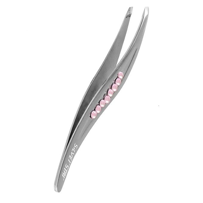 Пинцет Silver Star AT 9917 косой изогнутый со стразами