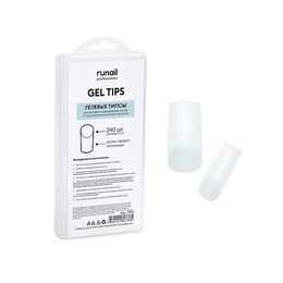 Типсы RuNail гелевые для наращивания прозрачные Квадрат 240 шт