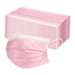 Маски Бриз 3-х слойные на резинке розовые 50 шт