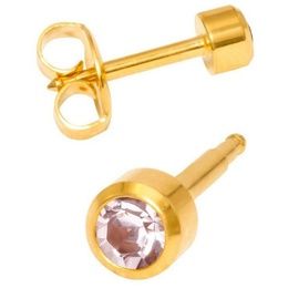 Серьги Studex камень Александрит завальцованные большие с позолотой