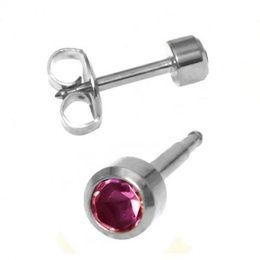 Серьги Studex камень Аметист завальцованный средние без покрытия